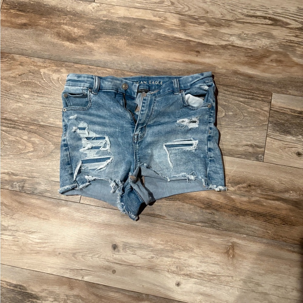 American Eagle Outfitters Blue Distressed Jean Shorts